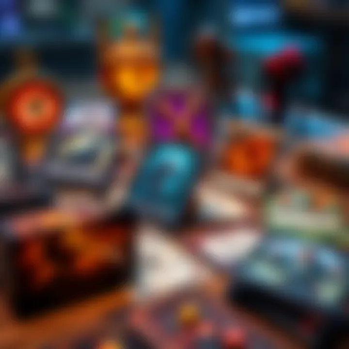 A collection of diverse game cards on a table, featuring Werewolf by Night prominently displayed, showcasing their distinct designs and abilities.