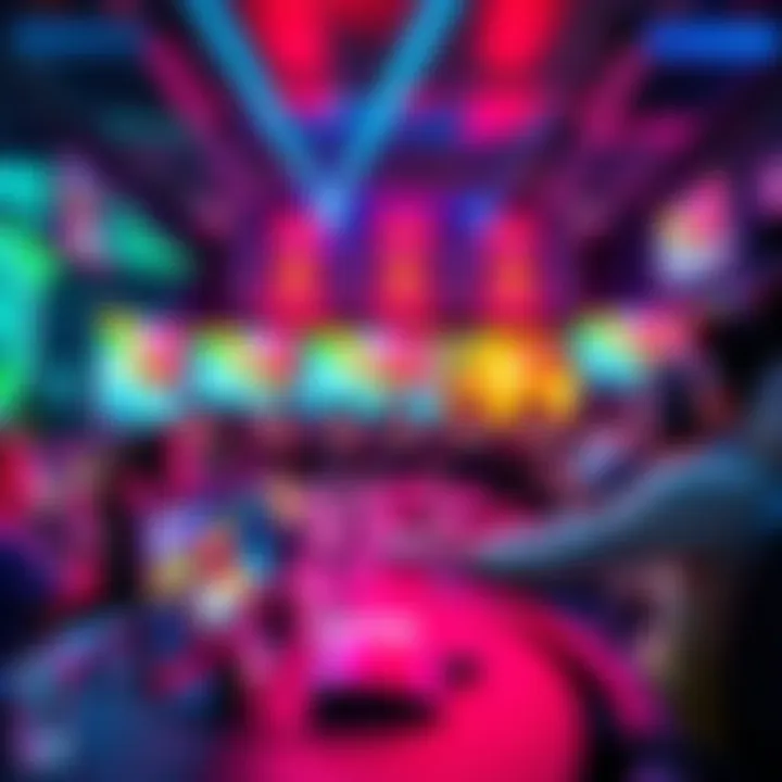 A vibrant gaming stream setup showing colorful graphics and enthusiastic viewers engaging in unique gameplay ideas