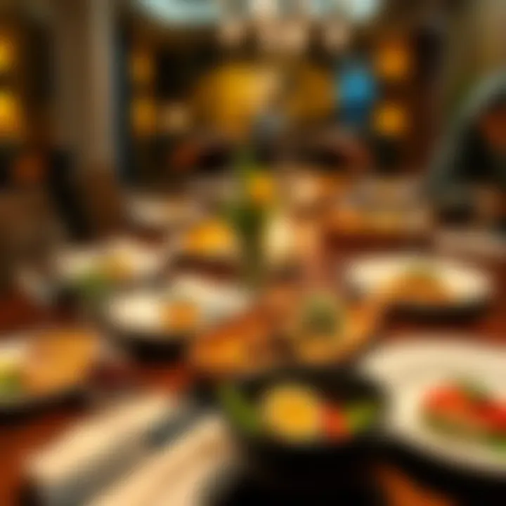 Unique Menu Presentation A beautifully arranged table with a unique menu that features colorful dishes, enticing diners and enhancing their dining experience.