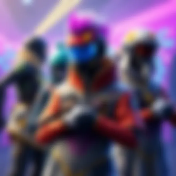 Various gaming characters showcasing unique pattern skins with vibrant designs