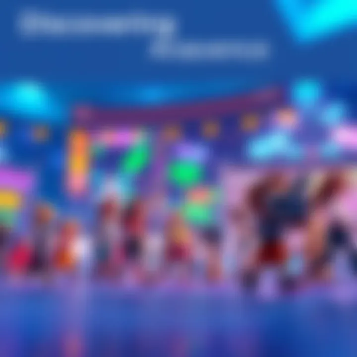 A vibrant, colorful animation scene showcasing characters in motion with creative backgrounds.