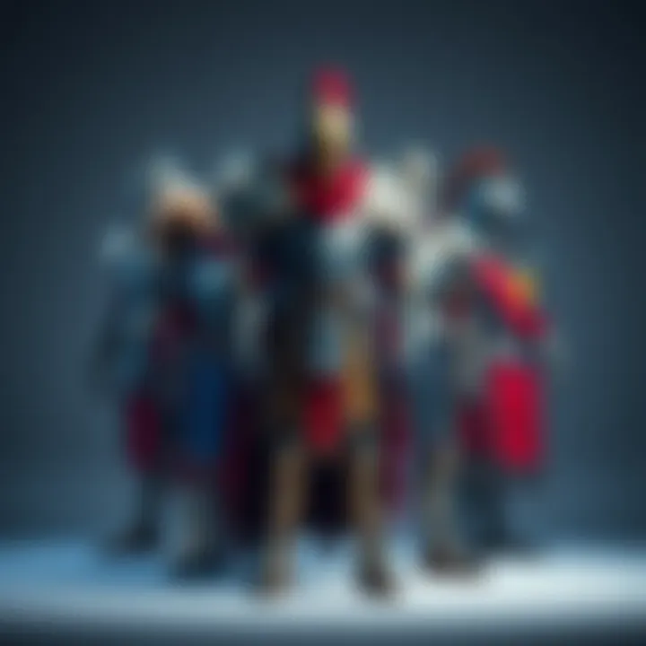 A collection of creatively designed armor pieces displayed together, showcasing various styles and colors.