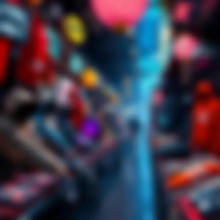 A collection of rare gaming skins displayed in a vibrant marketplace, showing various artistic designs and colors, capturing player interest.