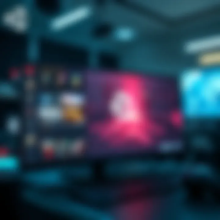 A screenshot showcasing Unity's user interface with game assets and tools for developers.