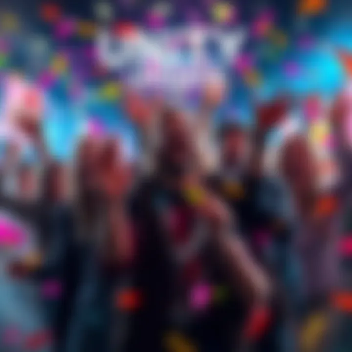 People celebrating the arrival of a long-awaited update for Unity, with confetti and happy expressions.