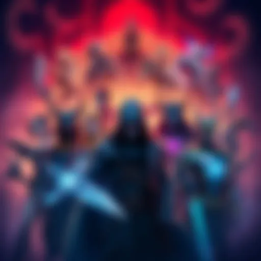 A graphic showing various game characters together, symbolizing the unlocking of all heroes in a game, with a vibrant and inviting background.