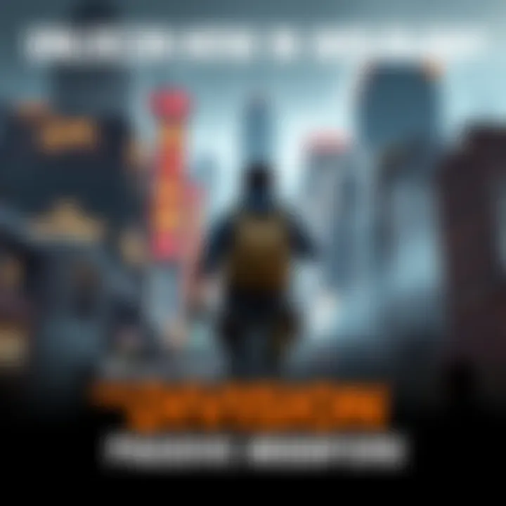 A player character in The Division navigating through a cityscape, searching for passive modifiers.