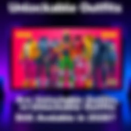 Unlockable Outfits in Gaming A collection of colorful unlockable outfits displayed on a gaming console screen, showing various styles and designs.