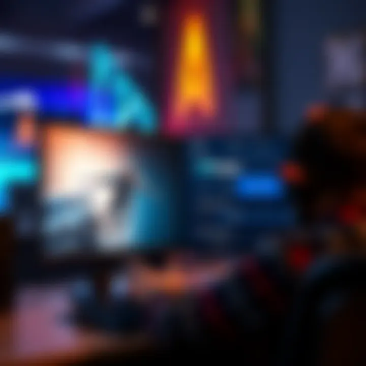 A gamer adjusting graphics settings on a computer screen to increase frame rate