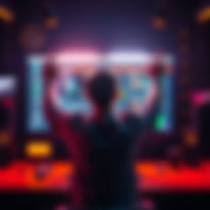 Unlocking New Features A person celebrating in front of a computer screen displaying new features, symbolizing excitement in user forums.