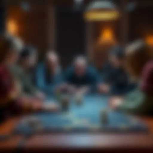 A group of friends gathered around a table playing Dungeons and Dragons, focused on helping one player who is having bad luck in the game.