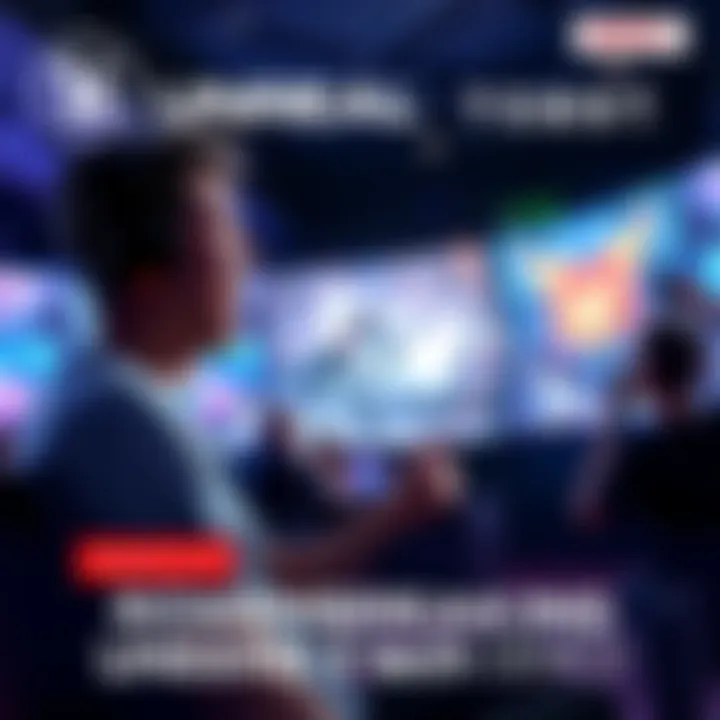 Unreal 5 Tech Demo Celebration A gamer excitedly watching the Unreal 5 tech demo showcasing stunning graphics and gameplay