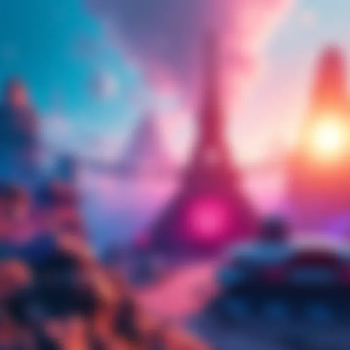 A vibrant gaming scene showing a futuristic world created with Unreal Engine 5, featuring advanced graphics and immersive environments.