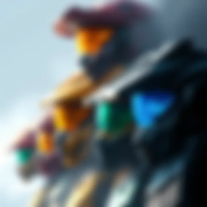 A collection of unreleased helmets from Halo Infinite showcasing different designs and colors.
