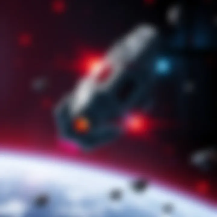 A UNSC ship in space during the 27-year conflict, showcasing its lack of energy shields while engaged in battle against Covenant forces.