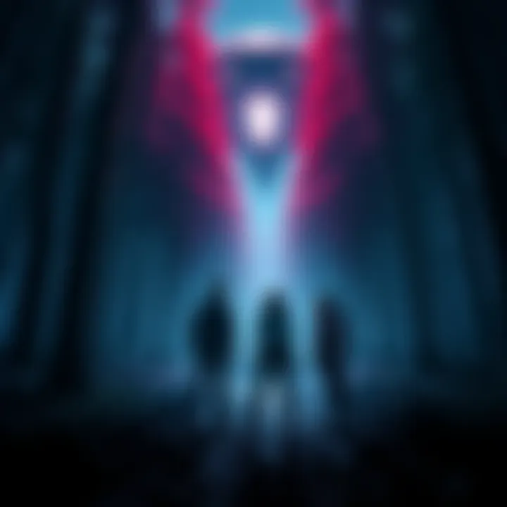 A suspenseful scene from the Until Dawn film adaptation featuring characters facing a looming threat in a dark forest setting.