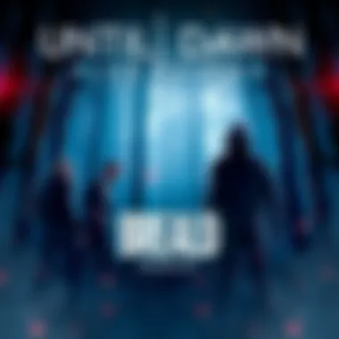 Cover art for the Until Dawn remake, showcasing a dark forest with characters looking scared.