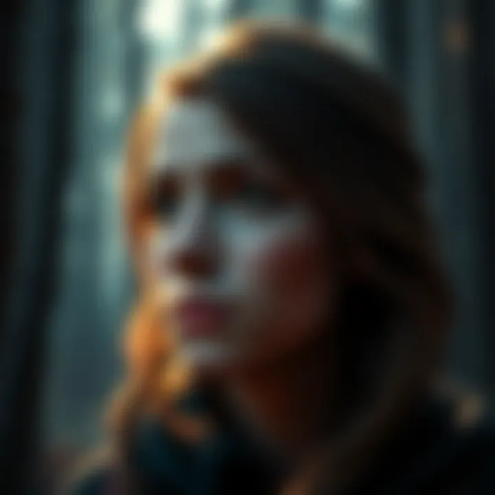 A close-up of the main female character from Until Dawn, showcasing her beauty and emotional expression in the dark forest setting of the game.
