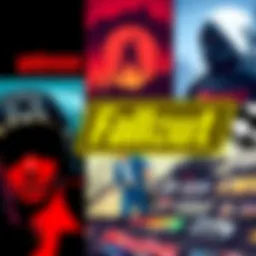 A collage of game covers featuring Wolfenstein: The New Order and Fallout alongside retro game art