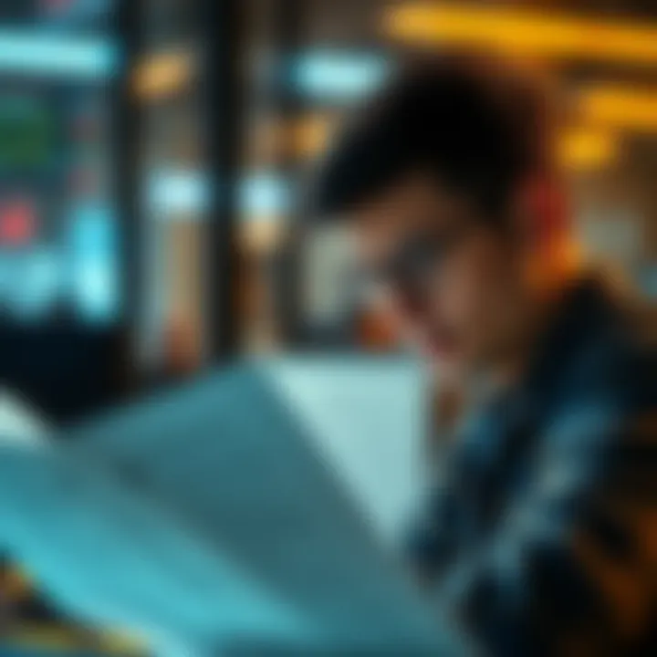 A person reviewing a detailed report on recent updates with a thoughtful expression, showing careful planning in the process.