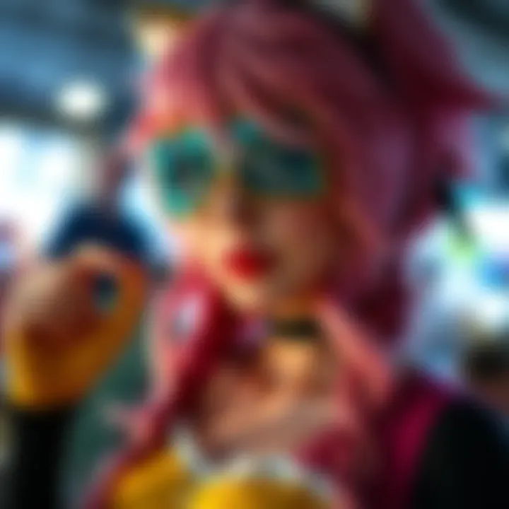 A person wearing a refreshed Heather cosplay, featuring new details and a creative design.