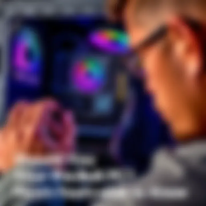 Upgrading a Pre-Built PC Close-up of a person examining a pre-built PC with an RTX 3060 graphics card and Intel Core i5-10400F processor, considering upgrades.