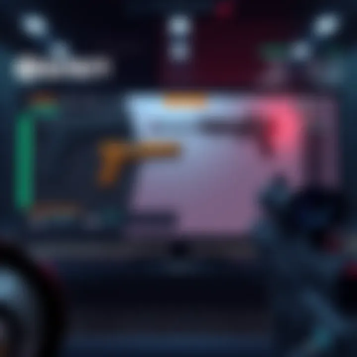 Upgrading Starter Weapons An illustration of a player upgrading a pistol, shotgun, and rifle in a gaming interface, showing visual upgrades and enhancements.