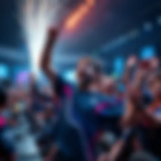 An unexpected player celebrating victory at the EU Open 5 tournament, surrounded by surprised fans and competitors.