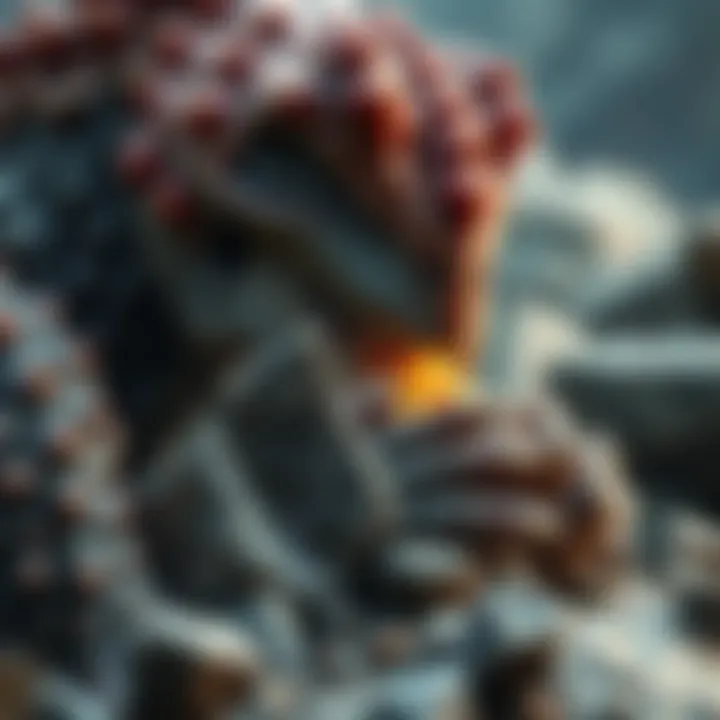 Uragaan crushing rocks with its powerful chin before consuming them