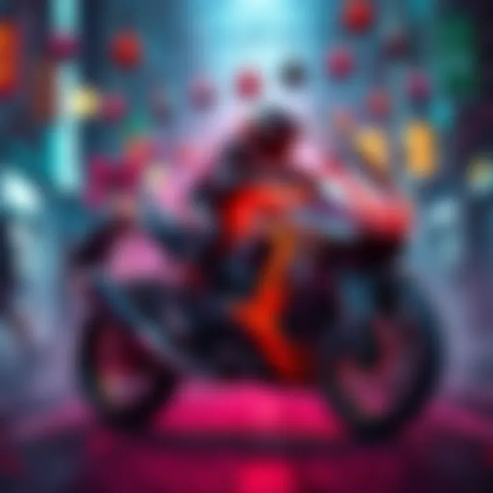 A colorful depiction of the Urban Tracker skin celebrating the 7th anniversary with festive elements and gaming motifs