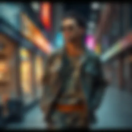 A stylish outfit featuring Urban Camo and M81 patterns, showcased in an urban setting