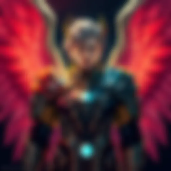 Uriel showcasing the Arbiters of Hexis armor set with Eros wings, creating a striking visual impact