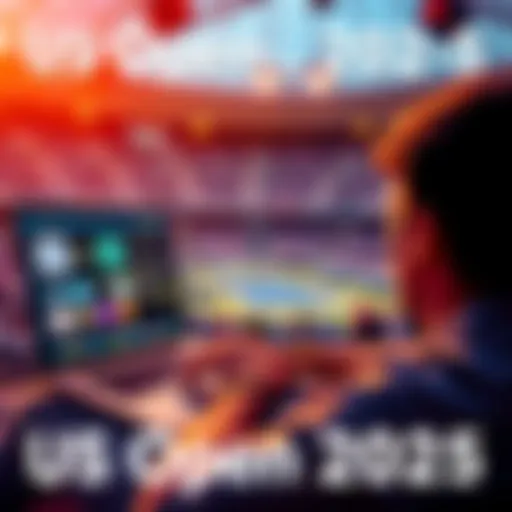 Person watching the US Open 2025 on a laptop with streaming platforms displayed