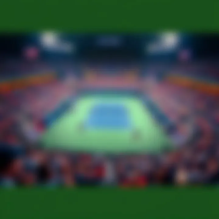 A tennis match in progress at the US Open 2025, showcasing players on the court with spectators in the stands.