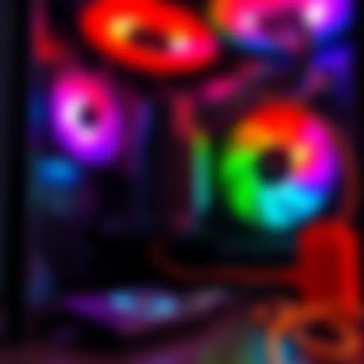 A technician connects a USB controller to a case fan using a SATA power source and a 3-pin ARGB connector, demonstrating the setup without an ARGB header on the motherboard.