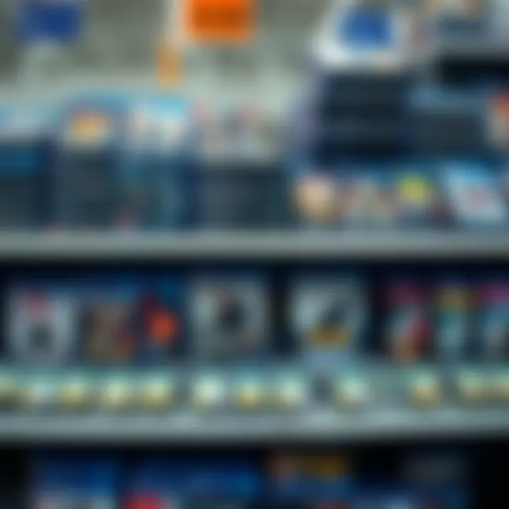 A collection of used PS4 games arranged on a store shelf, displaying various titles and prices.