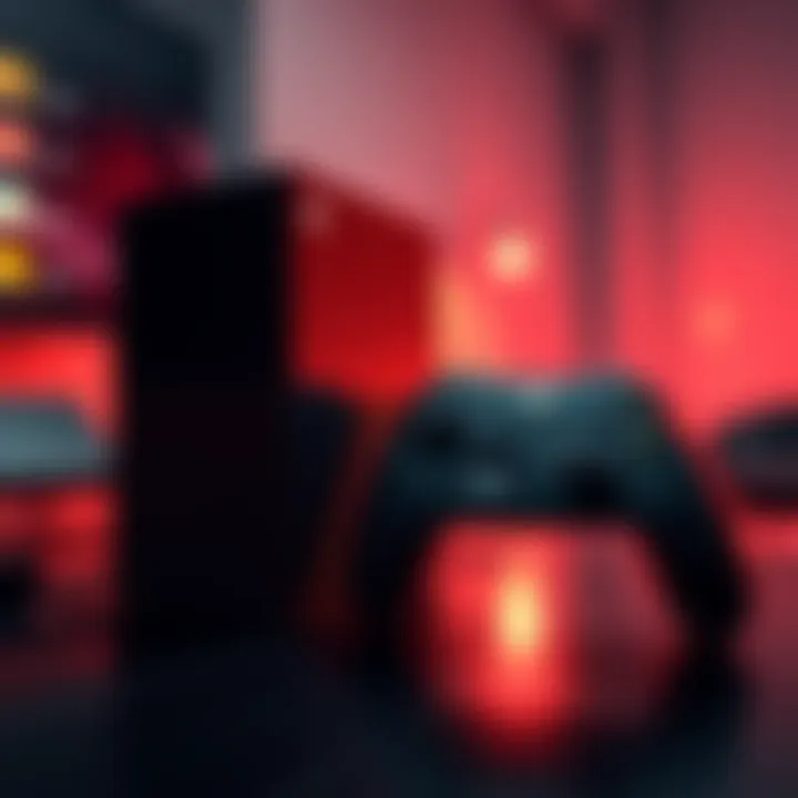 A used Xbox Series X console next to an elite controller on a table