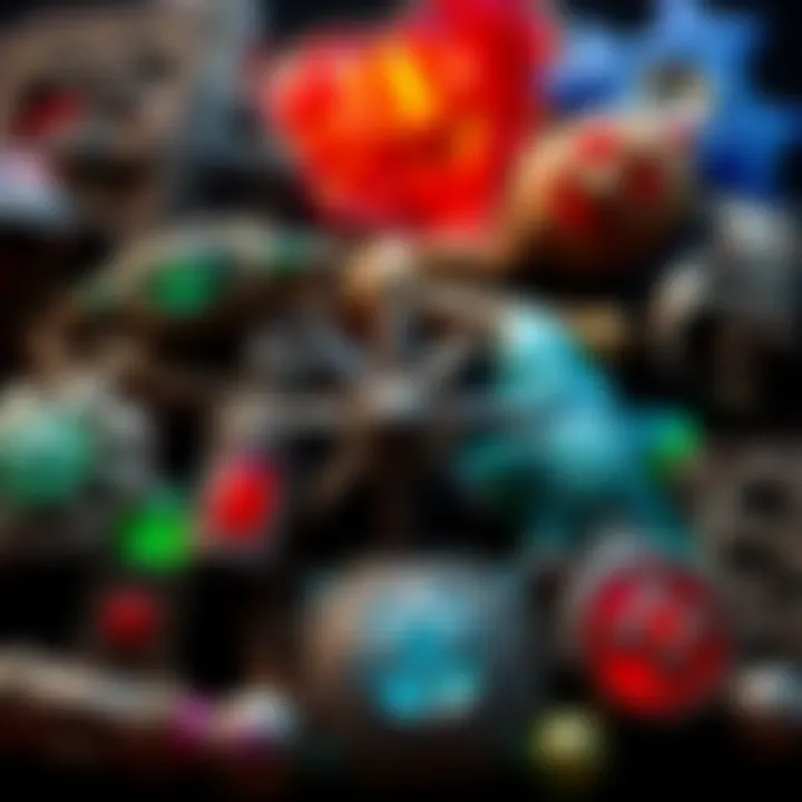 A collection of various talismans from different games, shown alongside each other, highlighting their designs and inconsequential nature.