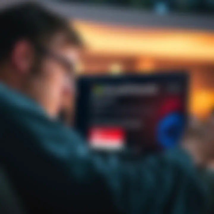 A person looking frustrated while using a mobile phone and a laptop displaying Microsoft Rewards, highlighting search limitations.