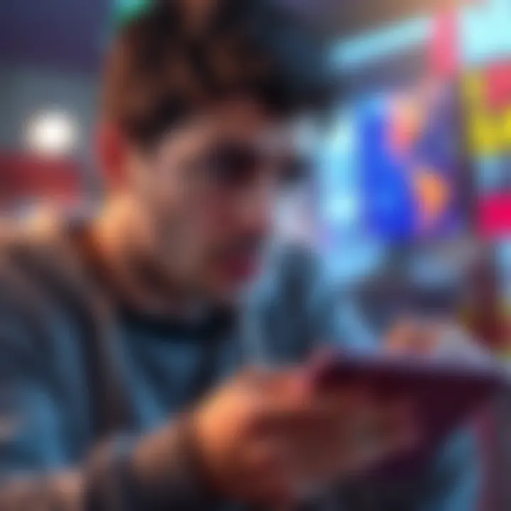 A person looking confused while checking their bank statement, showing frustration about unexpected game charges