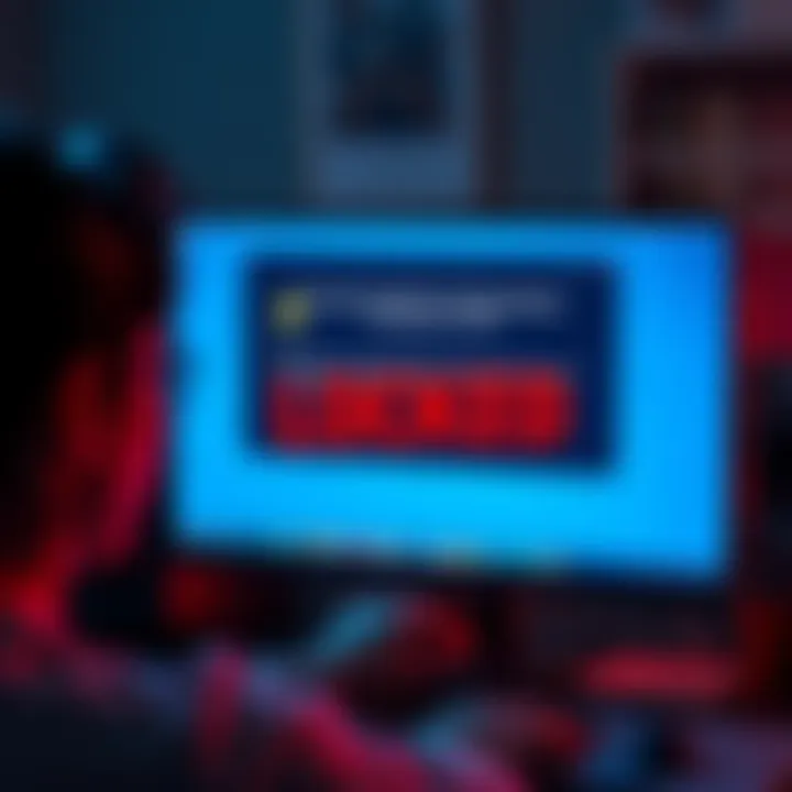 A user frustrated with a locked account, showing a computer screen with a warning message about Skype abuse.