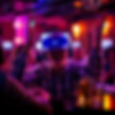 Person's excited reaction after receiving a VR headset notification at a bar.