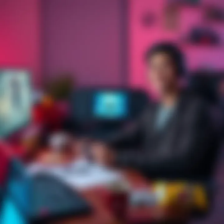 Person sitting at a desk with a gaming console, looking pleased after finishing Part Two of a series in 28 hours, surrounded by snacks and notes.