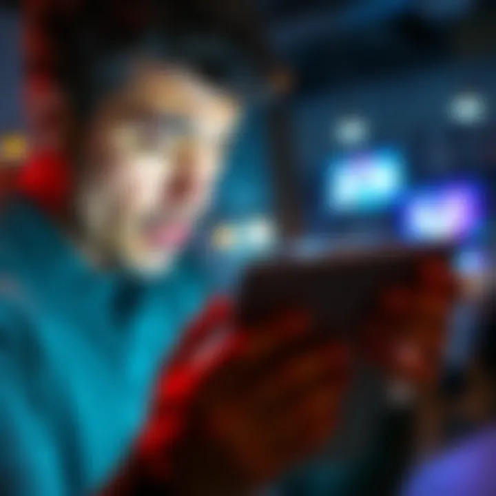 A person expressing frustration while viewing their iPad, showing misplaced controls on the screen