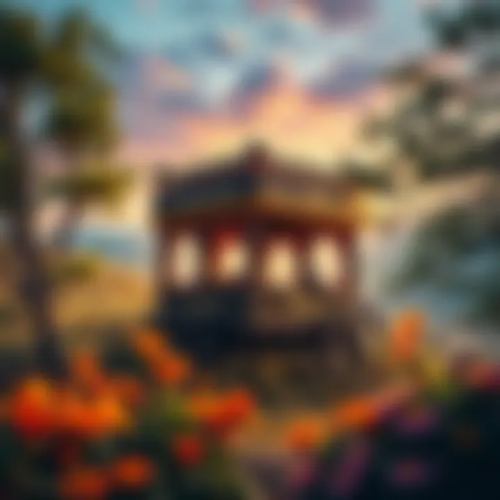 Uth Duna Cart in Nature A colorful Uth Duna Cart surrounded by trees and wildflowers, sparking curiosity and discussion among onlookers.