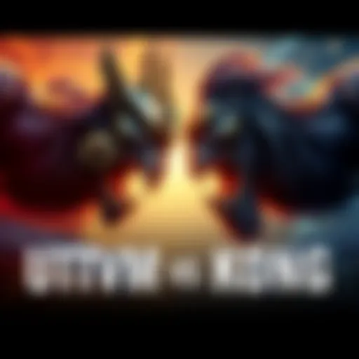 A fierce battle scene between two titans, Uttvm and Kong, facing off with determined expressions and dynamic poses.