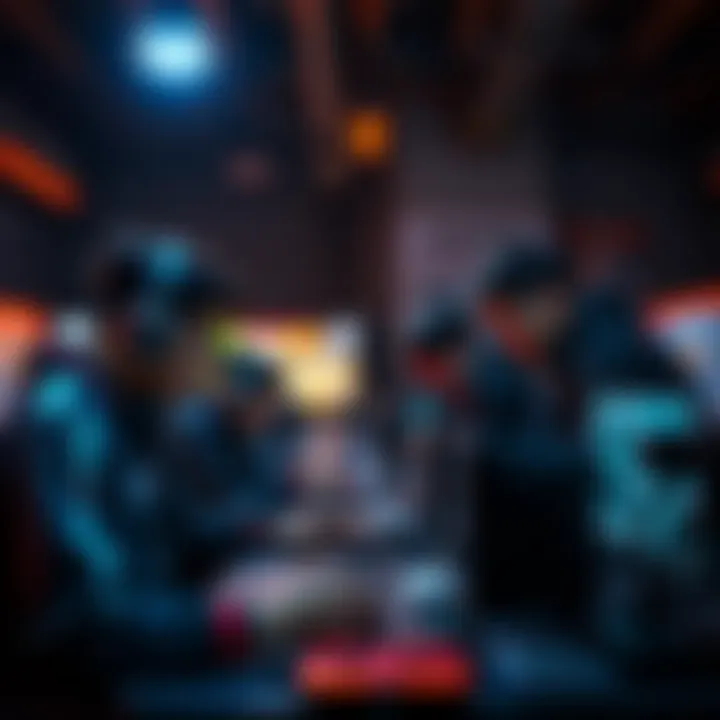 A team of game developers in Uzbekistan working on the KF3 project, showcasing design tools and game graphics.