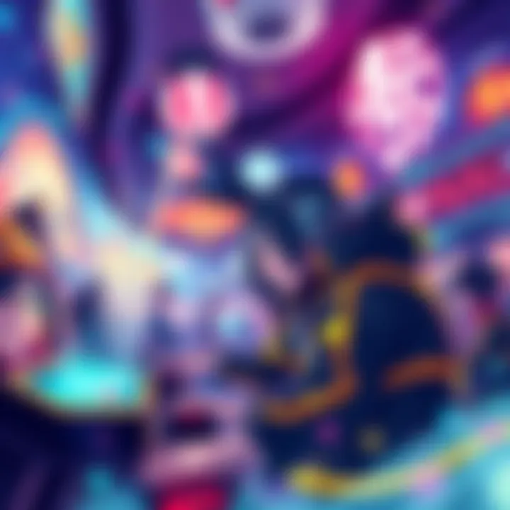 A vibrant scene with Uzumaki characters engaging in exciting gameplay at a Round1 entertainment venue.