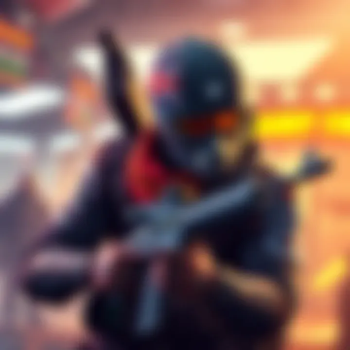 A video game character resembling V with a thick Australian accent, holding a weapon and preparing for battle, set in a futuristic environment.