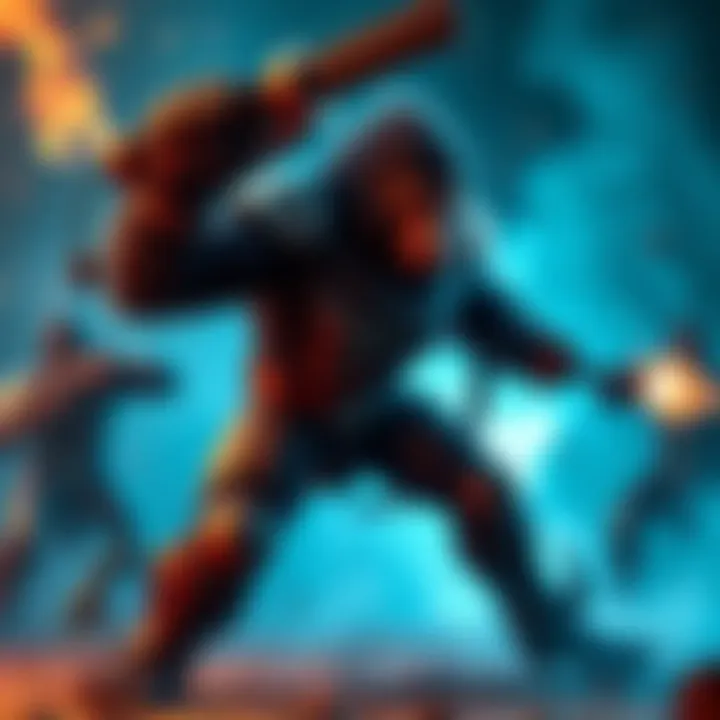 V battles Barghast goons using powerful Gorilla arms and Monowire, showcasing intense action in high-level combat.